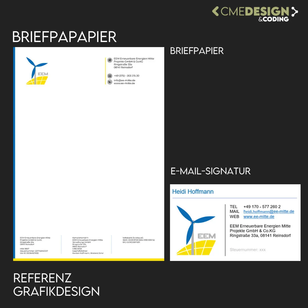 Briefpapier und E-Mail-Signatur für EE-Mitte GmbH