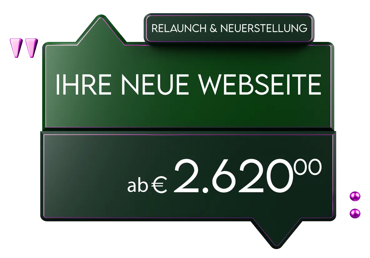 Webdesign Preisschild, Ihre neue Webseite ab 2620 Euro brutto