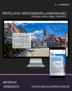 Webdesign Zwickau von CMEDESIGN – Erstellung einer modernen Landingpage für die SIM Hausverwaltung in Zwickau, optimiert für Desktop und Mobilgeräte.