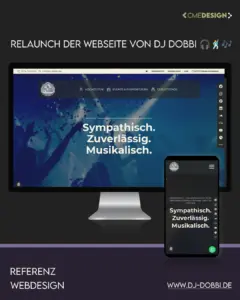Relaunch der Website von DJ Dobbi – modernes Webdesign Zwickau von CMEDESIGN mit responsiver Darstellung auf Desktop und Smartphone.