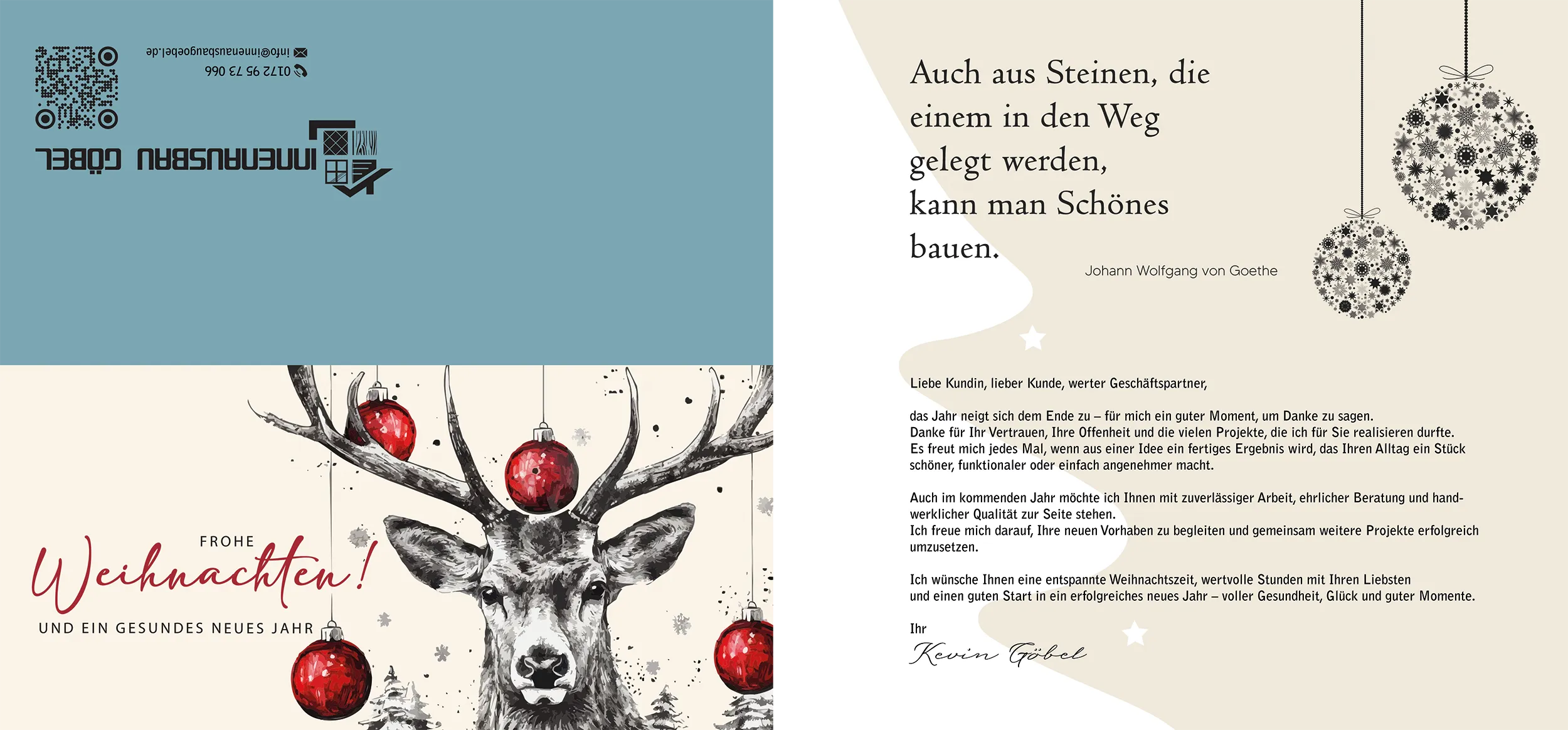 Weihnachtskartre 2025 DIN lang einmal gefaltet